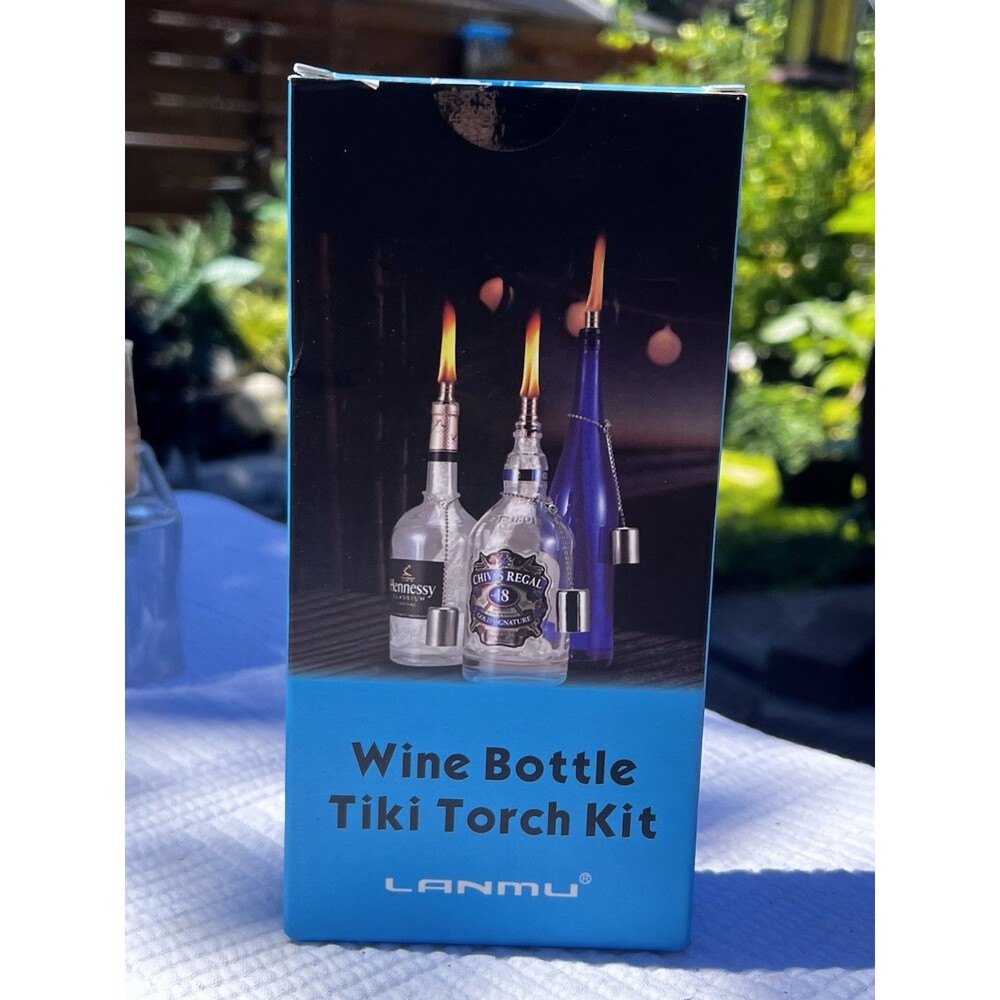 LANMU Wine Bottle Tiki Torch Kit 3 Pack New DIY Outdoor Torch Wick Set Garden